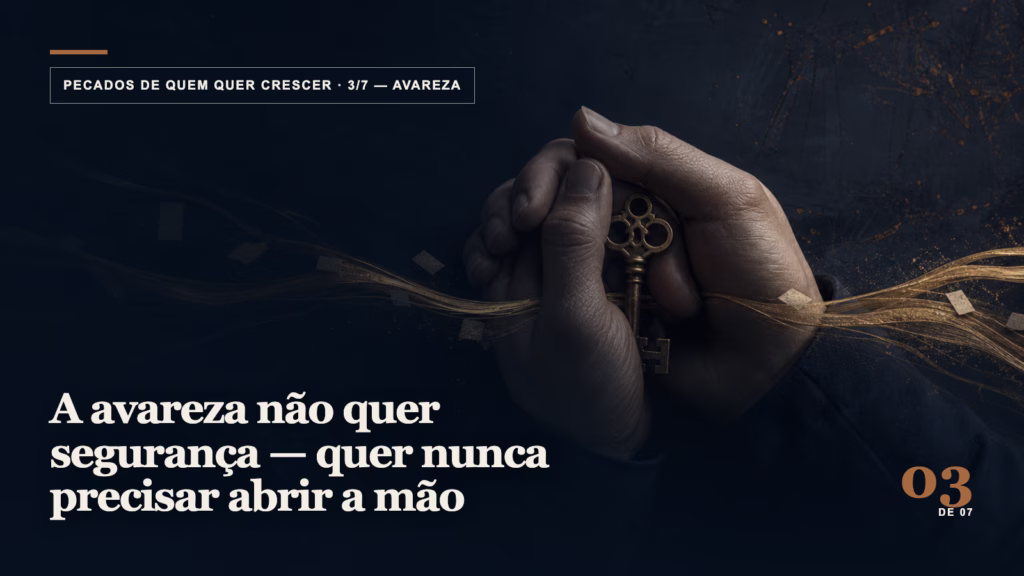 Avareza, pecado 3 de 7 da série Pecados de quem quer crescer — arte editorial simbólica