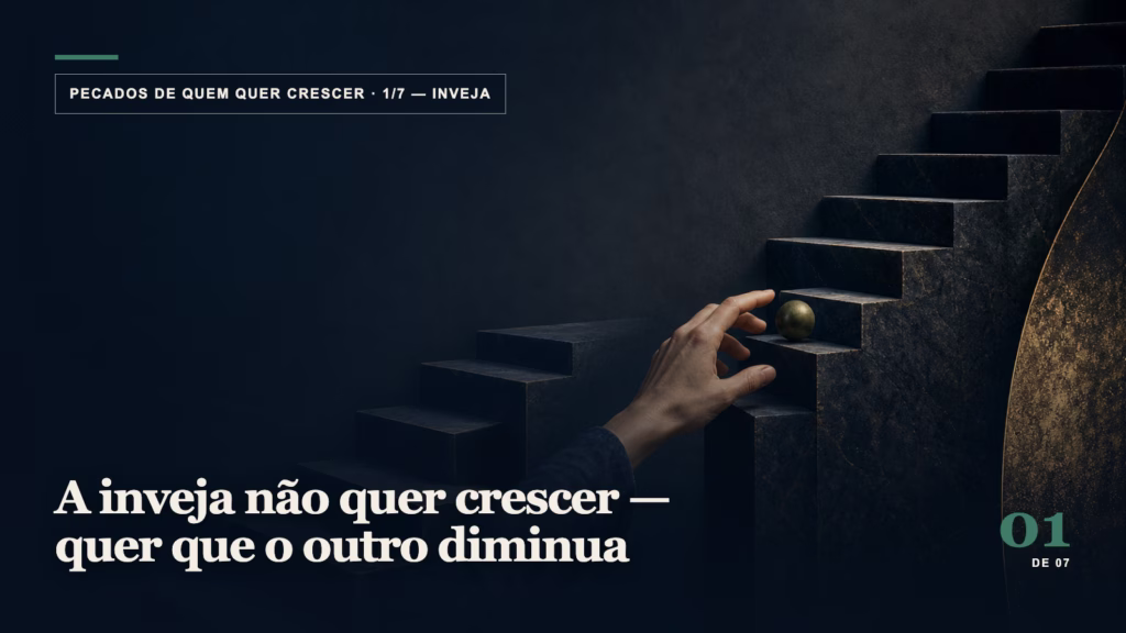 Inveja, pecado 1 de 7 da série Pecados de quem quer crescer — arte editorial simbólica