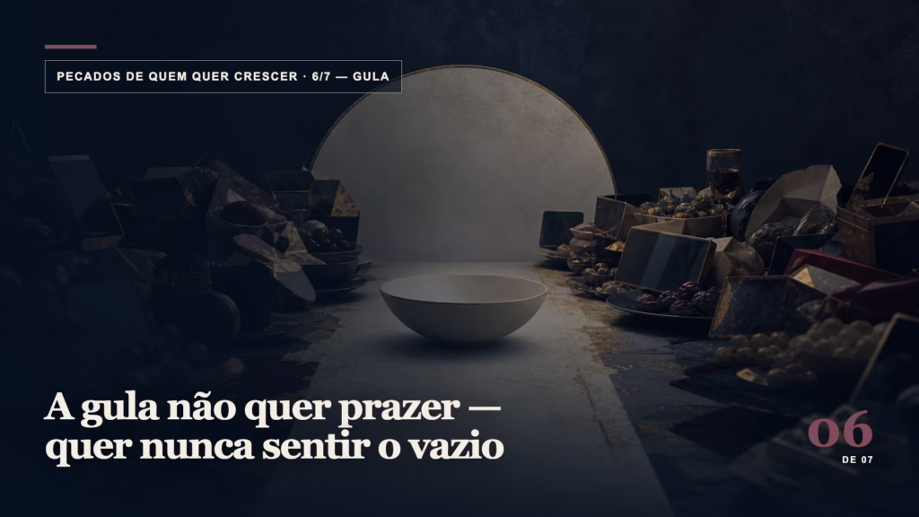 Gula, pecado 6 de 7 da série Pecados de quem quer crescer — arte editorial simbólica